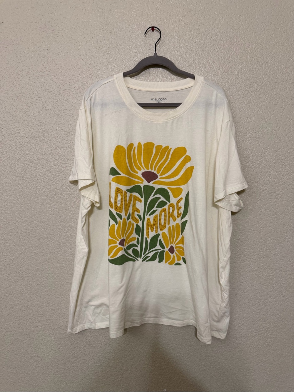 Maurices White Tee with Yellow Floral 'Love More' Graphic
